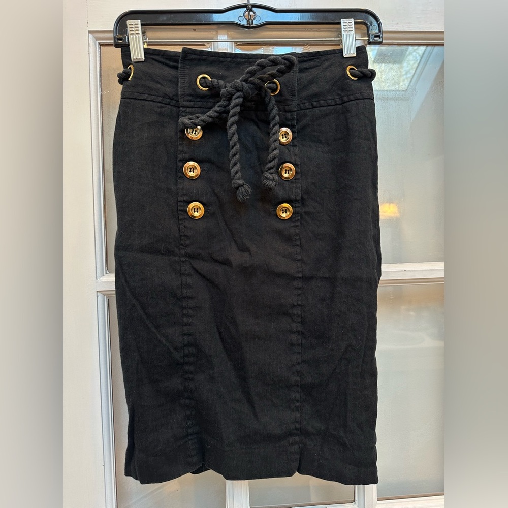 Vintage Betsey Johnson 90’s Y2K Linen Goth Punk Glam Rock Rope Belt Skirt Size 2